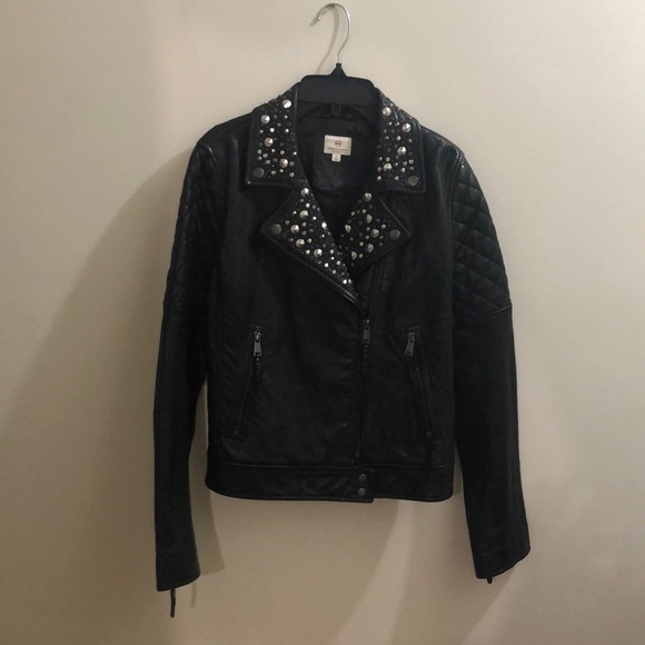 AG Larissa Moto leather jacket, studded true black - Picture 3 of 13